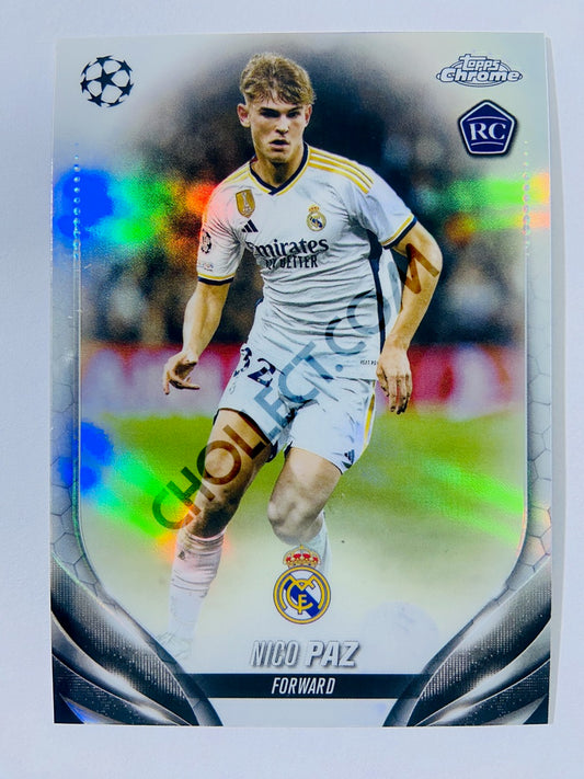 Nico Paz - Real Madrid CF 2023-24 Topps Chrome UEFA Club Competitions Refractor RC Rookie #66