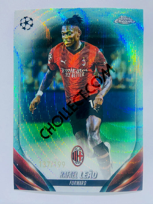 Rafael Leão - AC Milan 2023-24 Topps Chrome UEFA Club Competitions #13 Aqua Wave 137/199