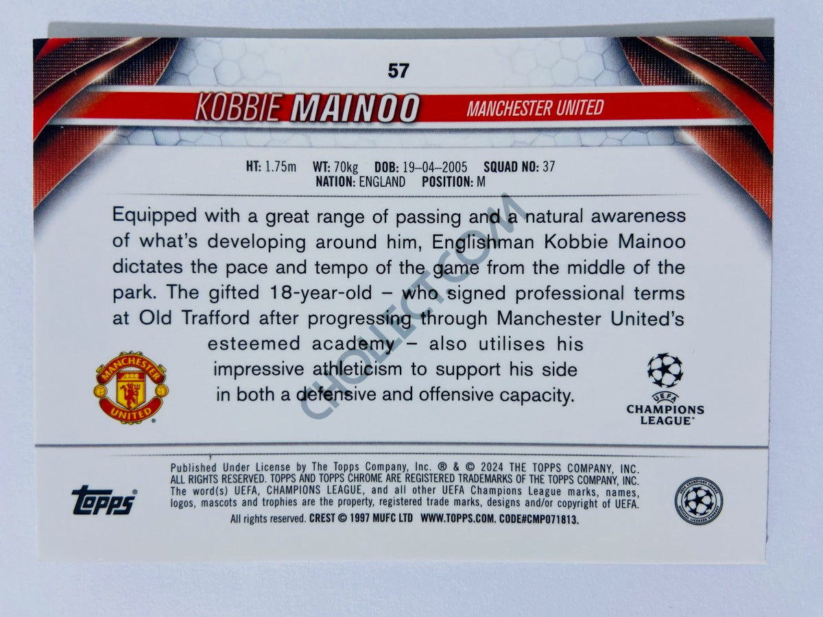 Kobbie Mainoo - Manchester United 2023-24 Topps Chrome UEFA Club Competitions Future Stars #57