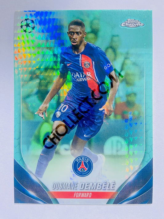 Ousmane Dembele - Paris Saint-Germain 2023-24 Topps Chrome UEFA Club Competitions Aqua Prism Parallel #14