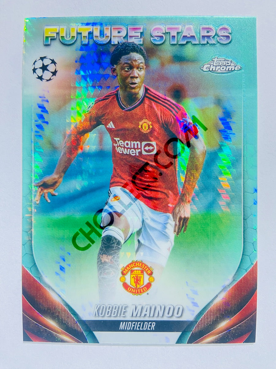 Kobbie Mainoo - Manchester United 2023-24 Topps Chrome UEFA Club Competitions Future Stars Aqua Prism Parallel #57