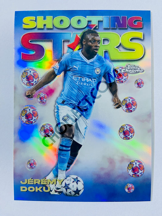 Jeremy Doku - Manchester City 2023-24 Topps Chrome UEFA Club Competitions Shooting Stars #98-14