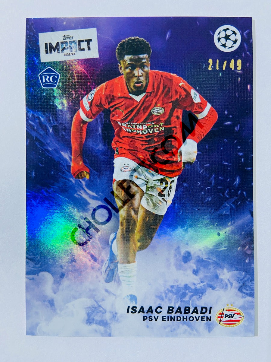 Isaac Babadi - PSV Eindhoven 2023-24 Topps Impact Purple Parallel RC Rookie 21/49