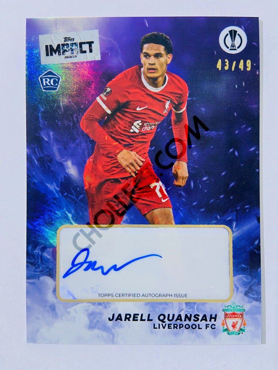 Jarell Quansah - Liverpool FC 2023-24 Topps Impact Auto Purple Parallel RC Rookie 43/49