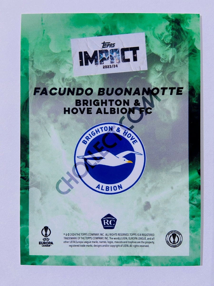 Facundo Buonanotte - Brighton & Hove Albion FC 2023-24 Topps Impact Auto Green Parallel RC Rookie 01/99