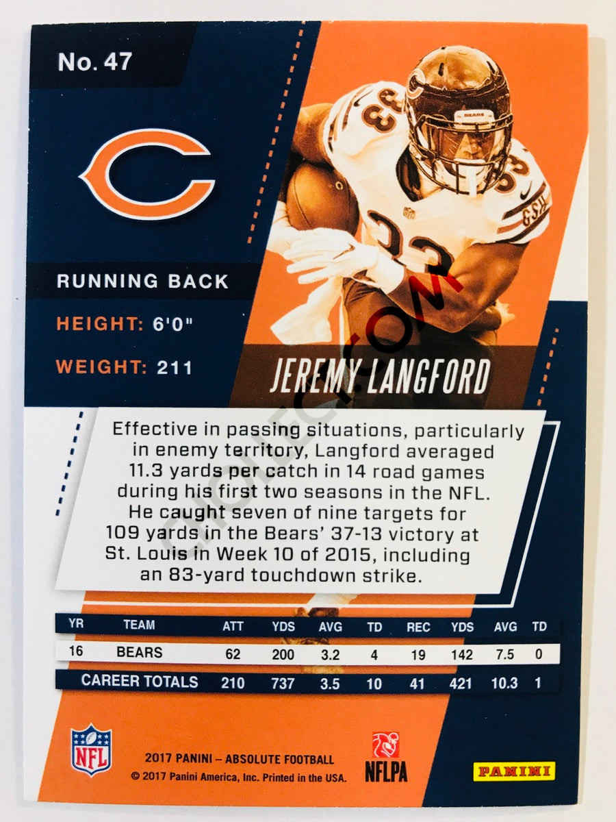 Jeremy Langford - Chicago Bears 2017-18 Panini Absolute #47