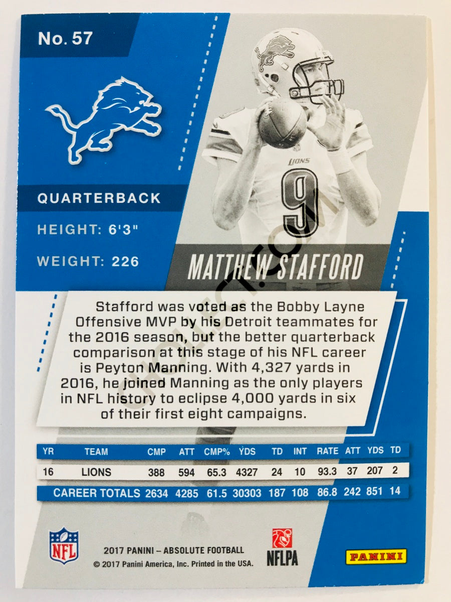 Matthew Stafford - Detroit Lions 2017-18 Panini Absolute #57