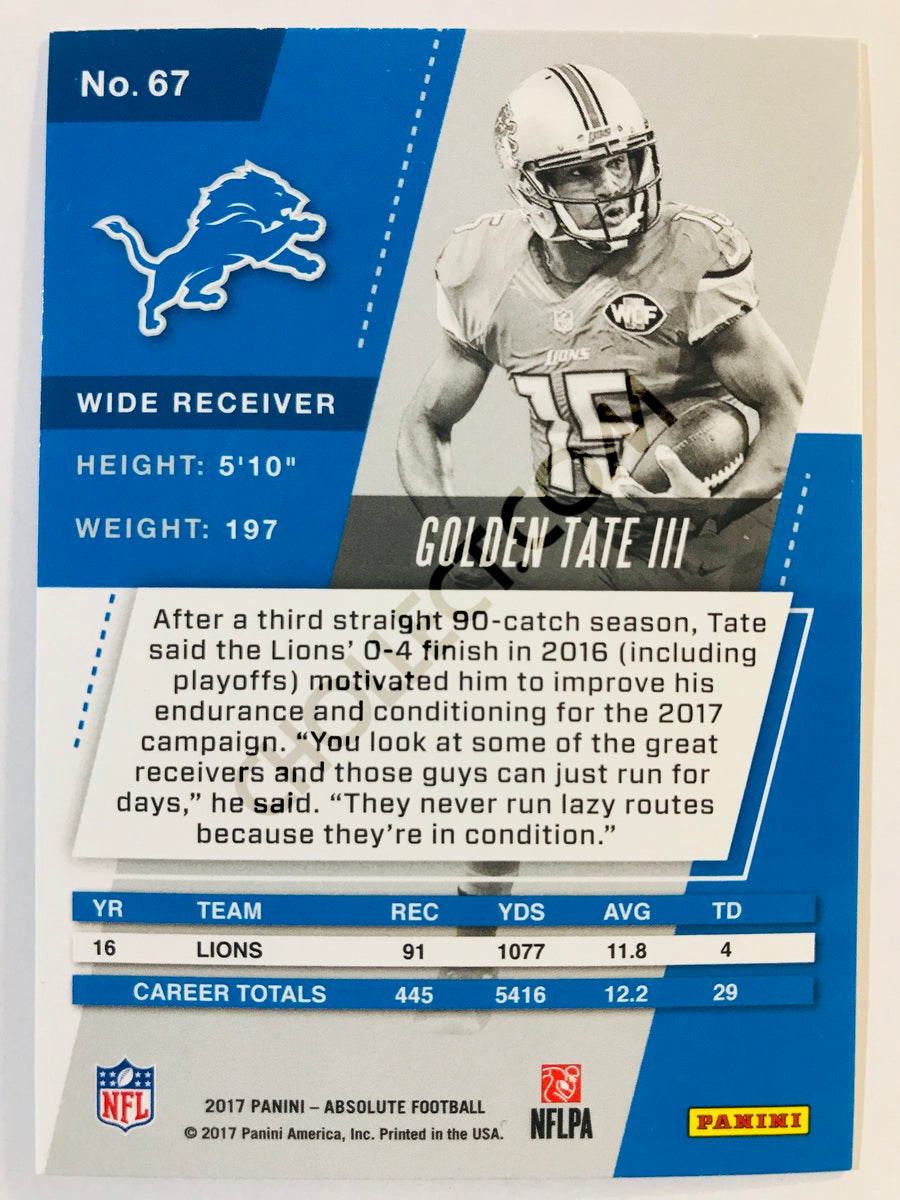 Golden Tate III - Detroit Lions 2017-18 Panini Absolute #67