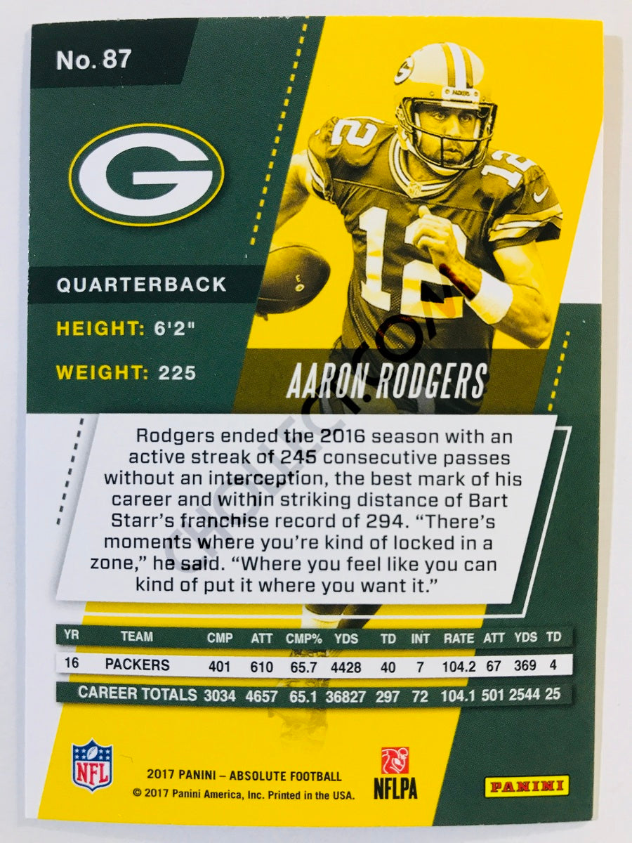 Aaron Rodgers - Green Bay Packers 2017-18 Panini Absolute #87