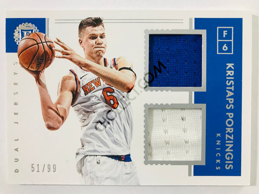 Kristaps Porzingis - New York Knicks 2017-18 Panini Encased #27 Dual Jerseys /99