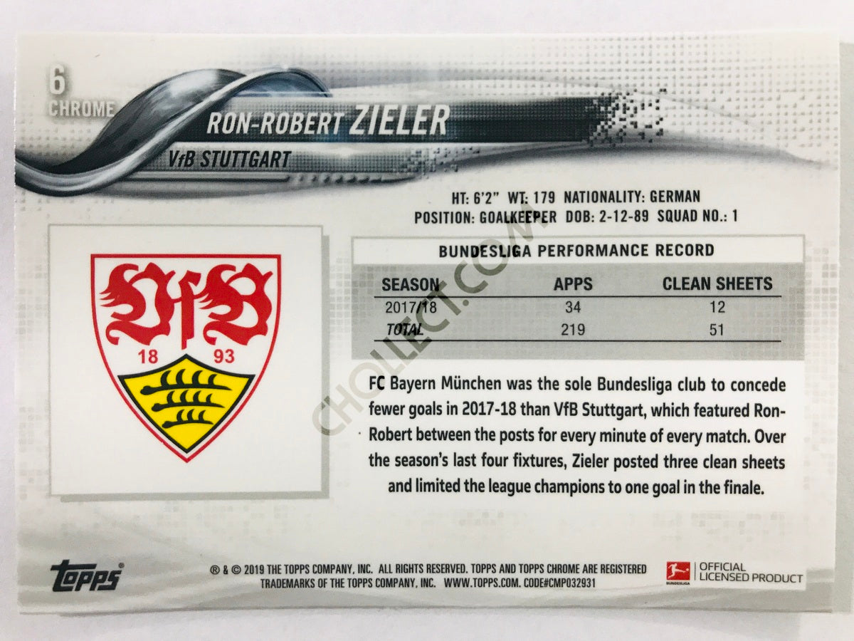 Ron-Robert Zieler - VfB Stuttgart 2018-19 Topps Chrome Bundesliga #6