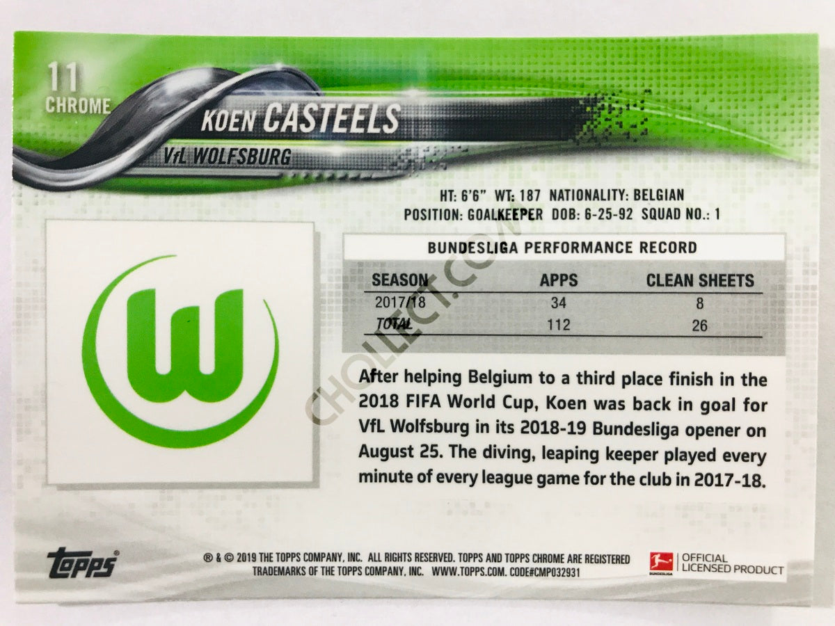 Koen Casteels - VfL Wolfsburg 2018-19 Topps Chrome Bundesliga #11