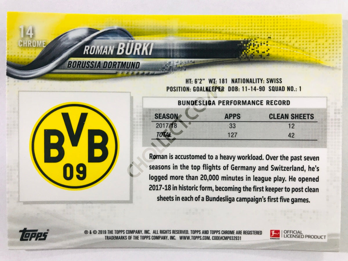 Roman Burki - Borussia Dortmund 2018-19 Topps Chrome Bundesliga #14