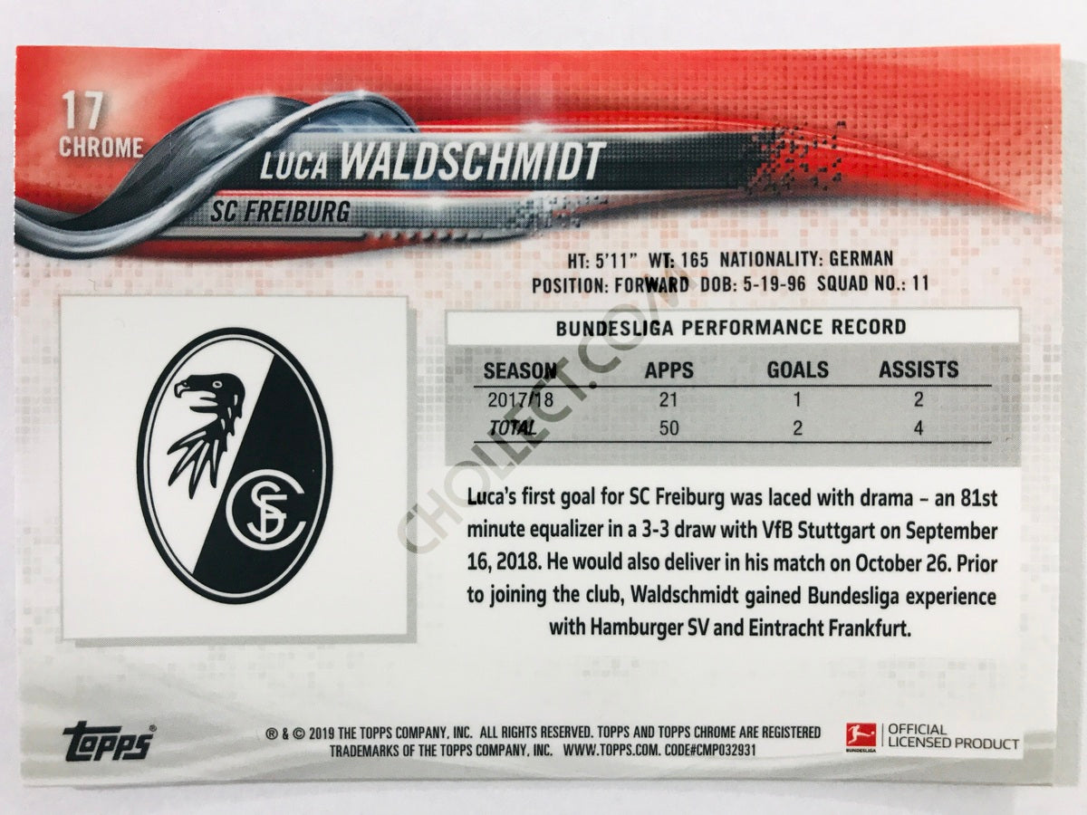 Luca Waldschmidt - SC Freiburg 2018-19 Topps Chrome Bundesliga #17