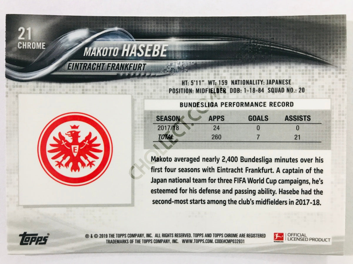 Makoto Hasebe - Eintracht Frankfurt 2018-19 Topps Chrome Bundesliga #21