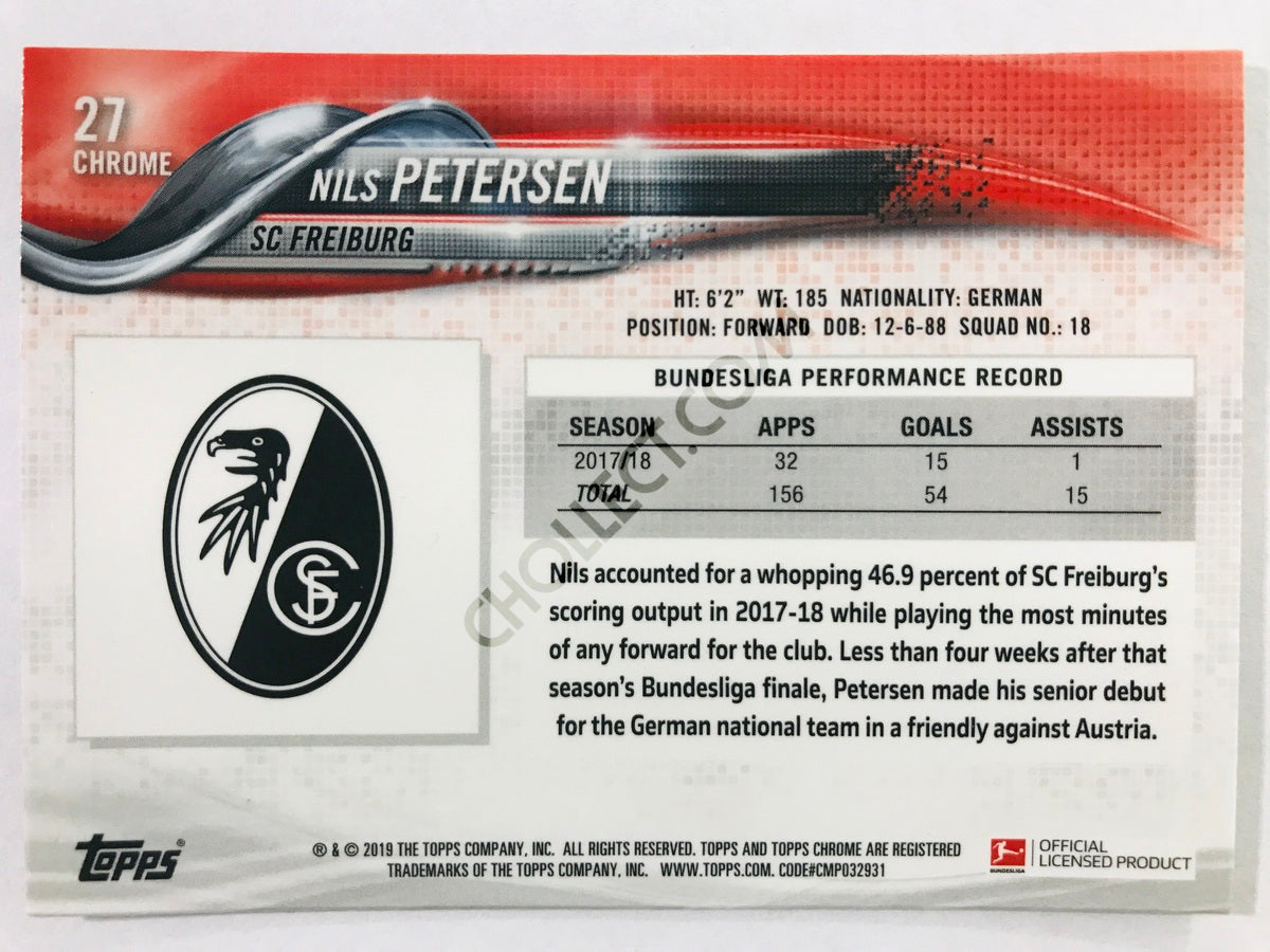 Nils Petersen - SC Freiburg 2018-19 Topps Chrome Bundesliga #27