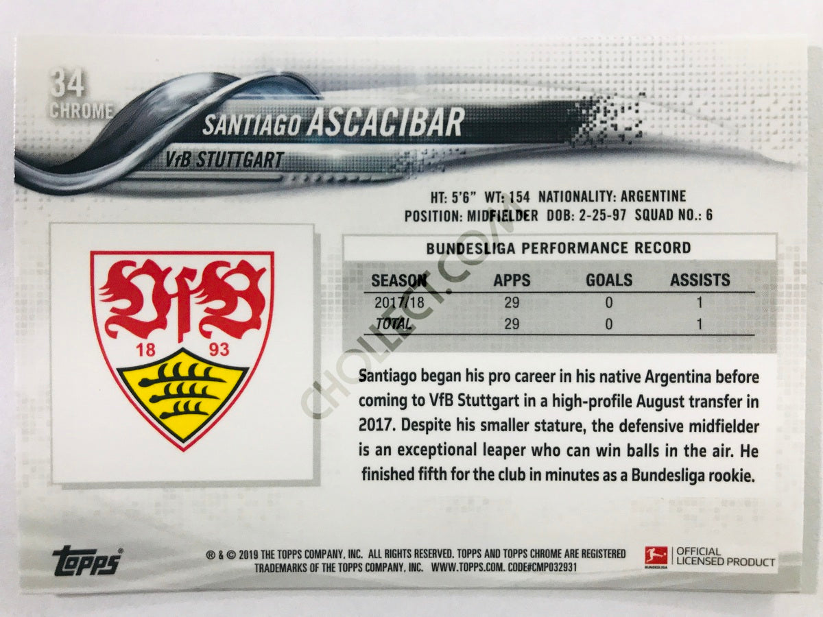 Santiago Ascacibar - VfB Stuttgart 2018-19 Topps Chrome Bundesliga #34