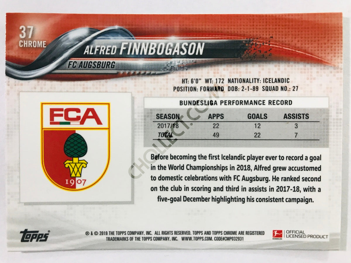 Alfred Finnbogason - FC Augsburg 2018-19 Topps Chrome Bundesliga #37