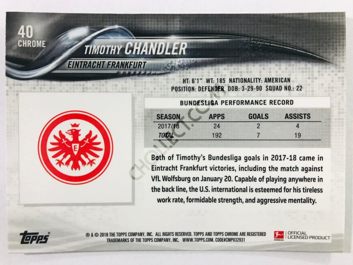 Timothy Chandler - Eintracht Frankfurt 2018-19 Topps Chrome Bundesliga #40