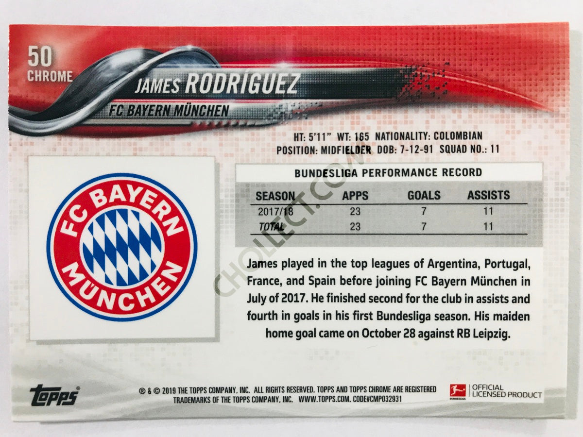 James Rodriguez - FC Bayern Munchen 2018-19 Topps Chrome Bundesliga #50