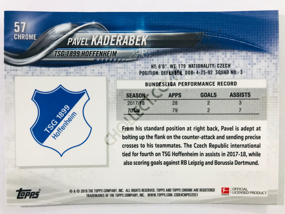 Pavel Kaderabek - TSG 1899 Hoffenheim 2018-19 Topps Chrome Bundesliga #57