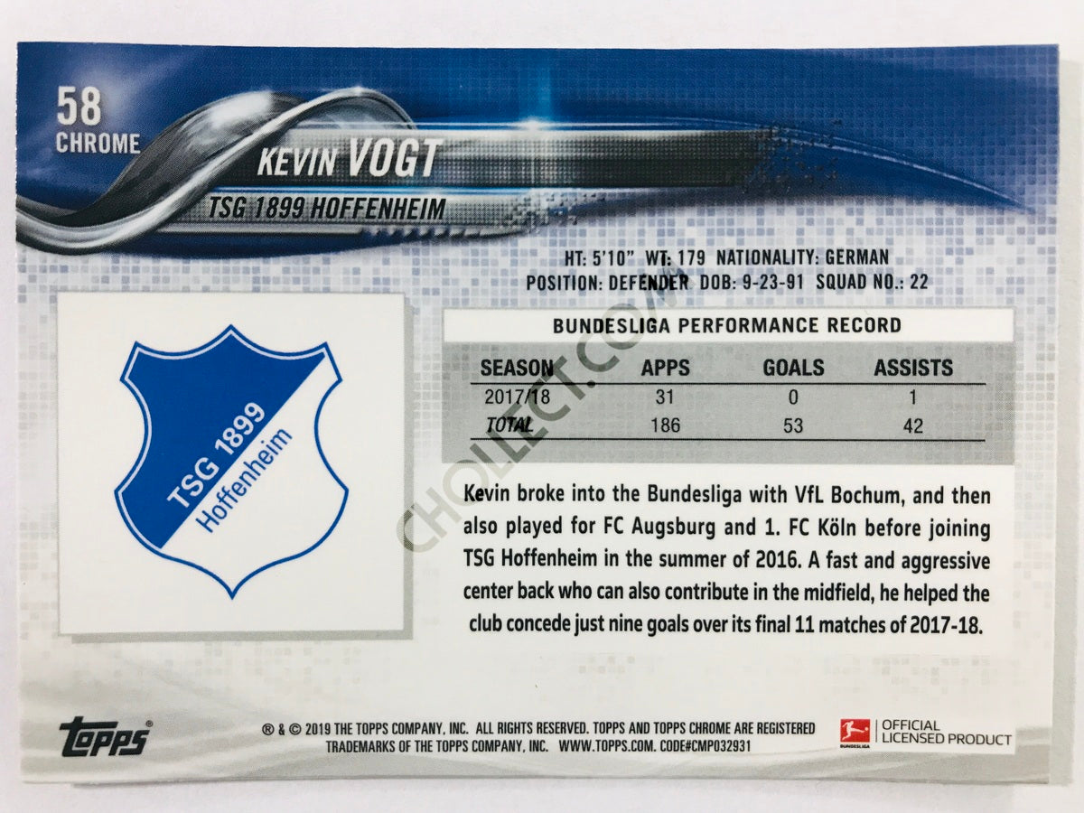 Kevin Vogt - TSG 1899 Hoffenheim 2018-19 Topps Chrome Bundesliga #58