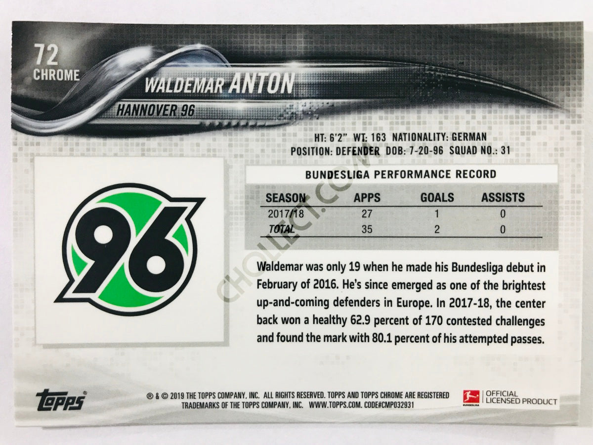 Waldemar Anton - Hannover 96 2018-19 Topps Chrome Bundesliga #72