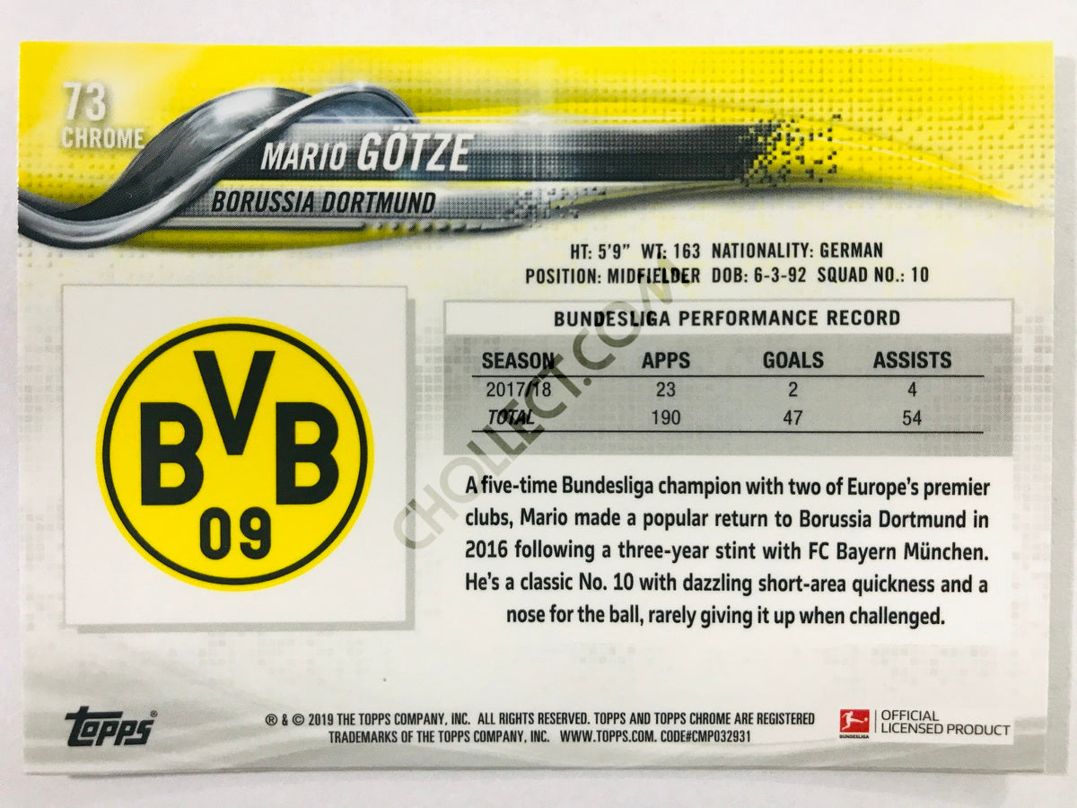 Mario Götze - Borussia Dortmund 2018-19 Topps Chrome Bundesliga #73