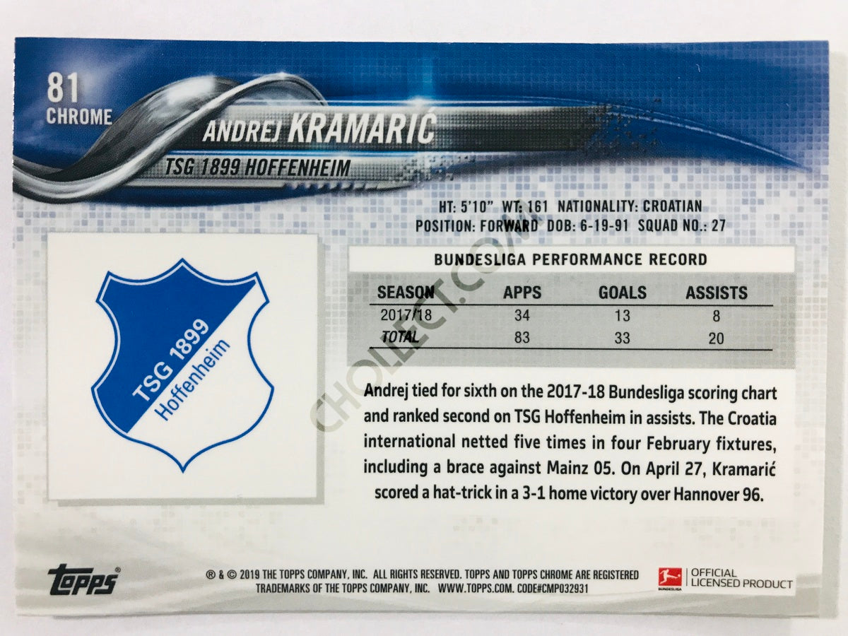 Andrej Kramaric - TSG 1899 Hoffenheim 2018-19 Topps Chrome Bundesliga #81