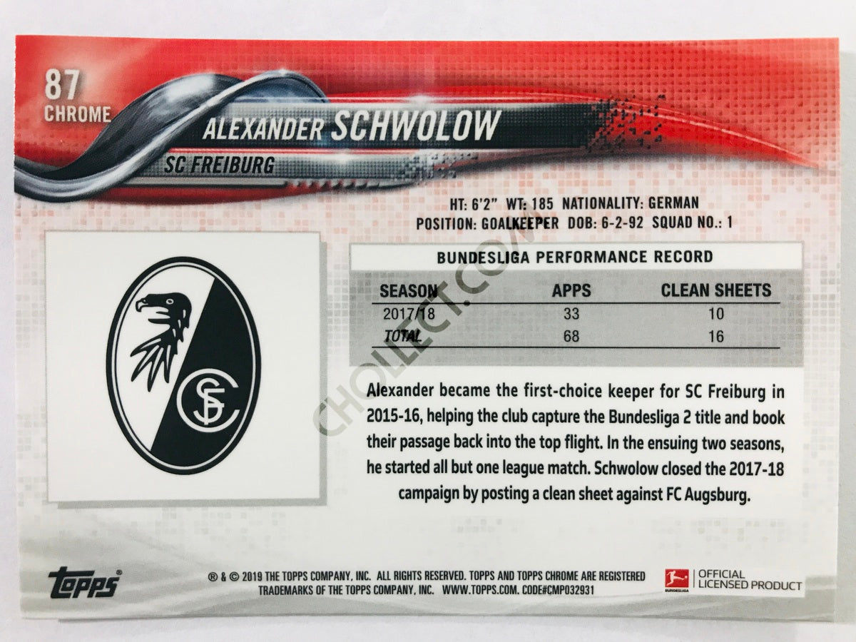 Alexander Schwolow - SC Freiburg 2018-19 Topps Chrome Bundesliga #87