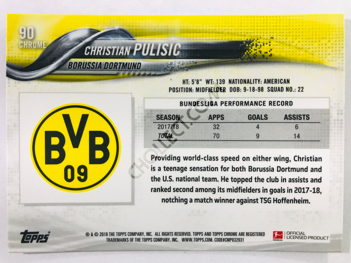 Christian Pulisic - Borussia Dortmund 2018-19 Topps Chrome Bundesliga #90