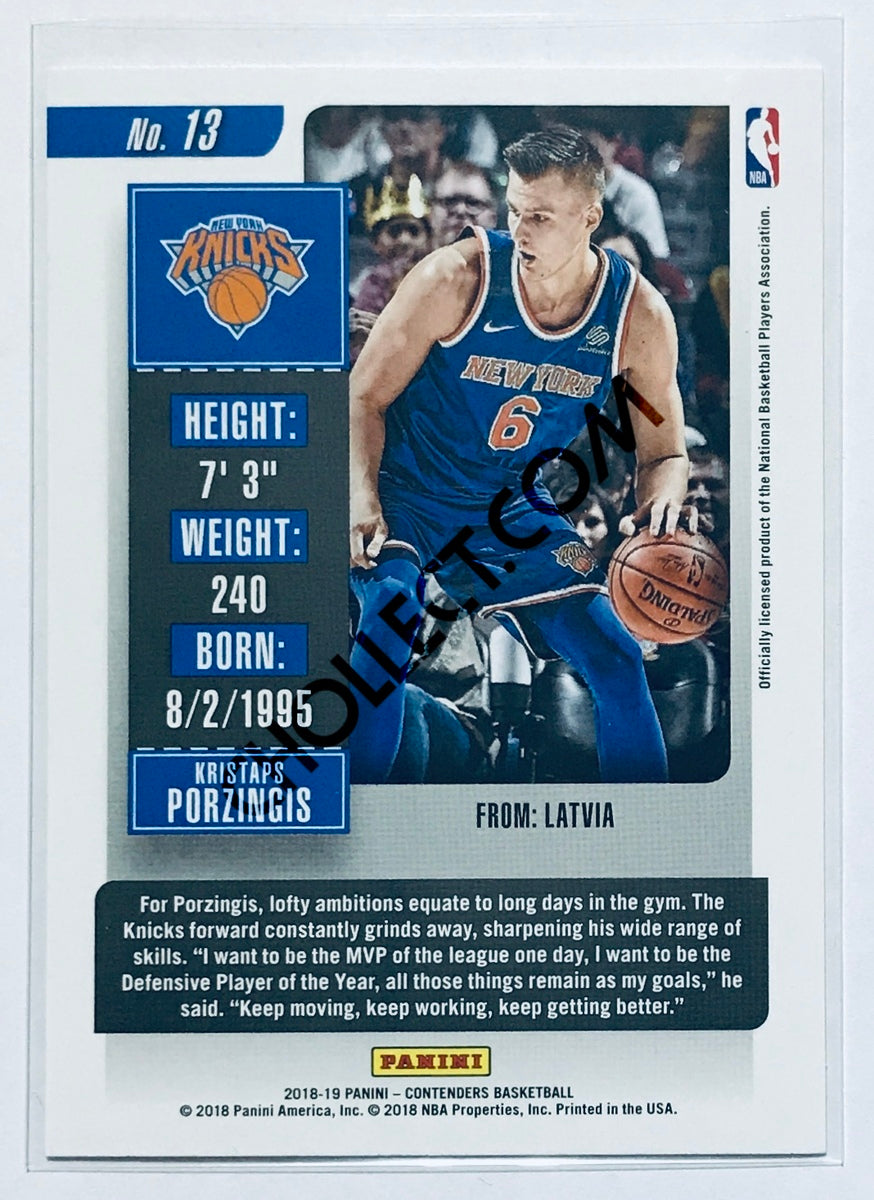 Kristaps Porzingis - New York Knicks 2018-19 Panini Contenders #13