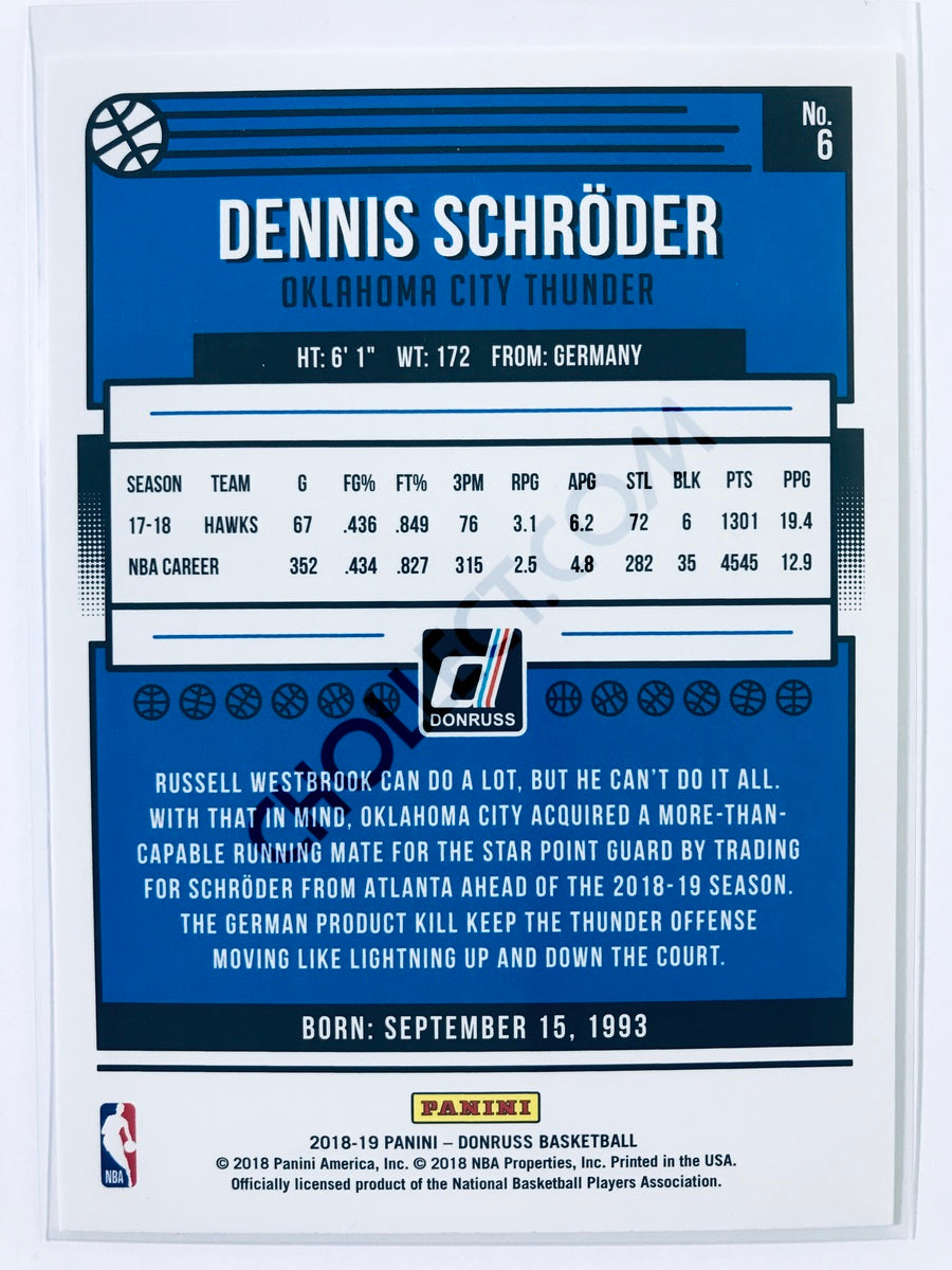 Dennis Schröder - Oklahoma City Thunder 2018-19 Panini Donruss #6