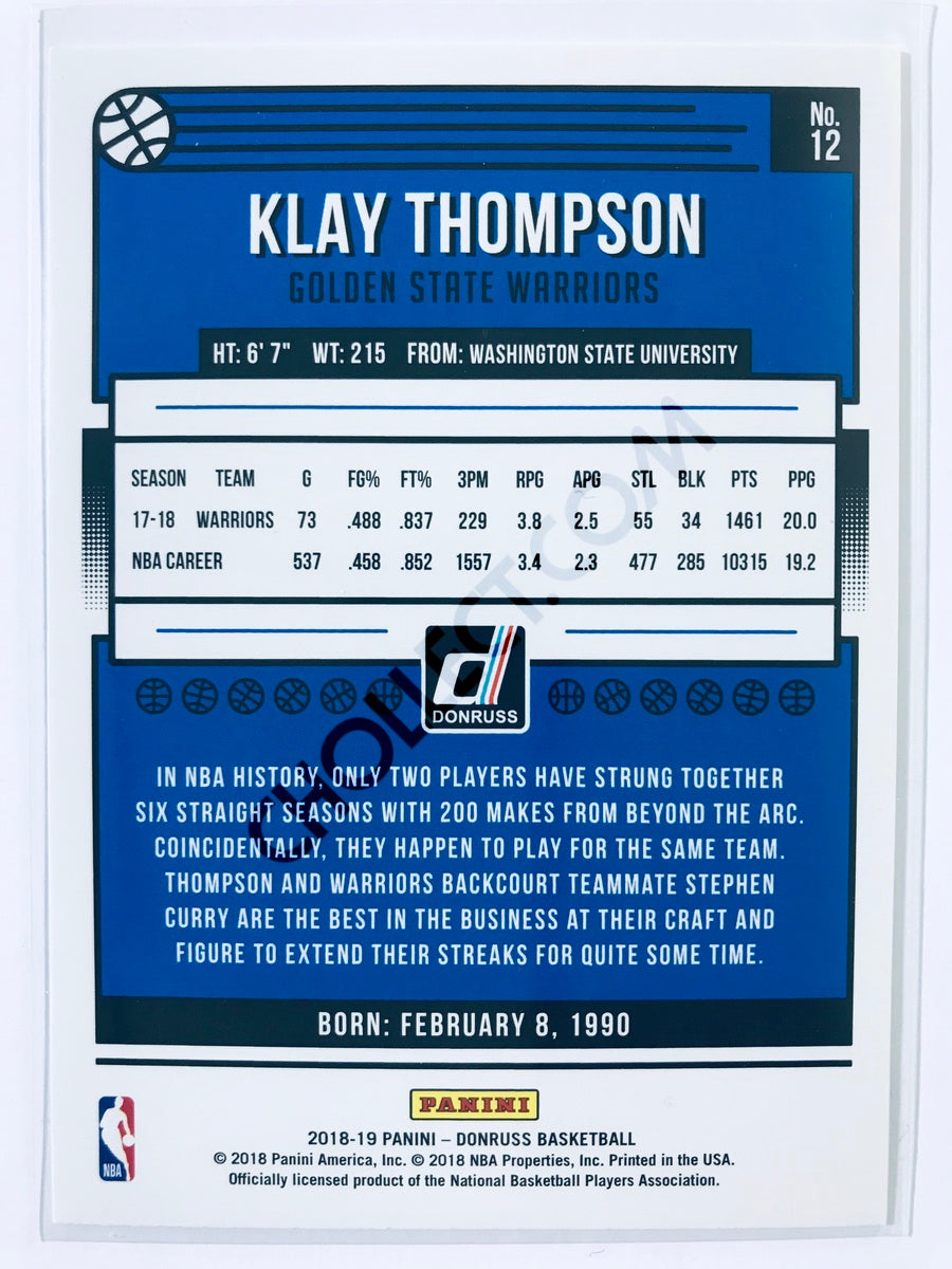 Klay Thompson - Golden State Warriors 2018-19 Panini Donruss #12