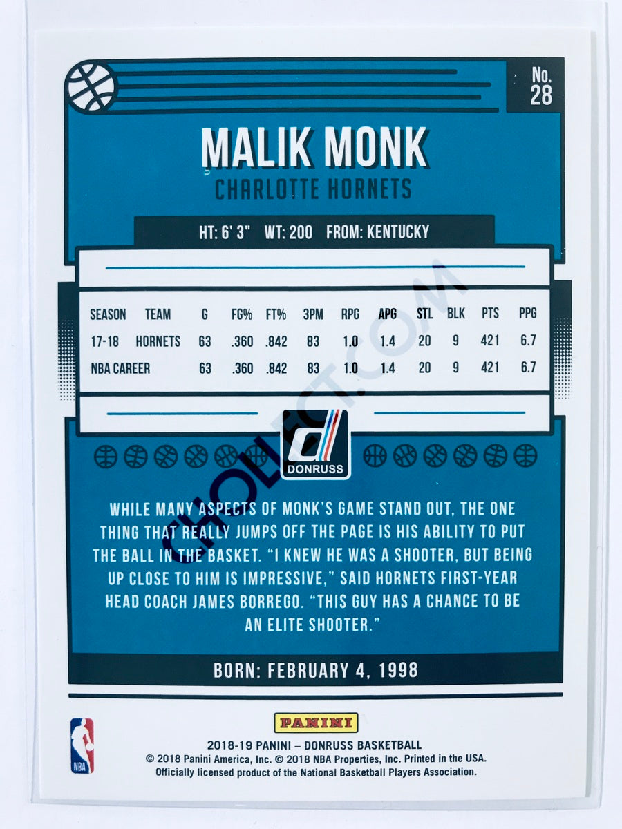 Malik Monk - Charlotte Hornets 2018-19 Panini Donruss #28