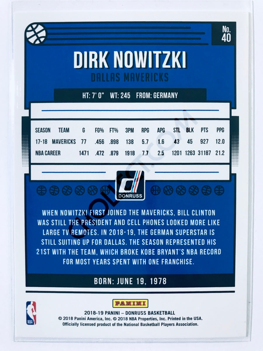 Dirk Nowitzki - Dallas Mavericks 2018-19 Panini Donruss #40