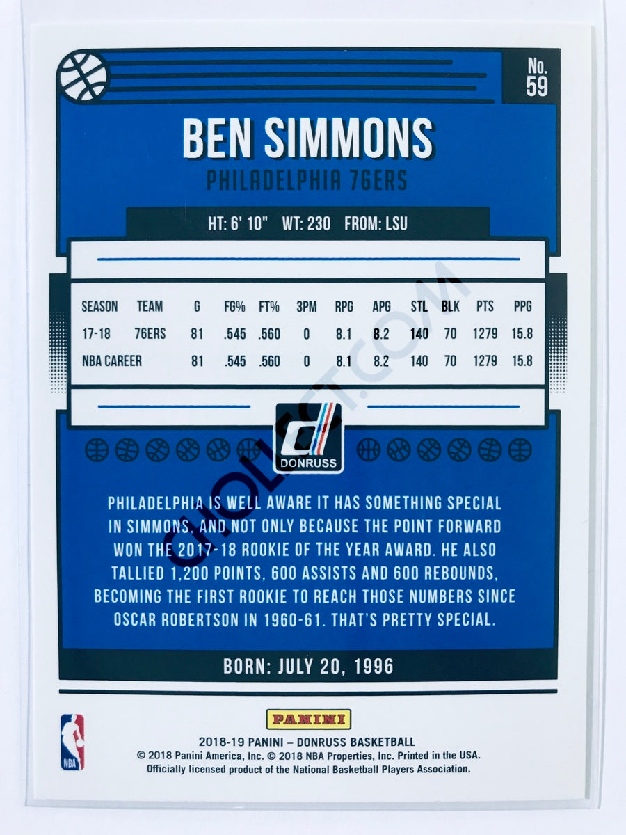 Ben Simmons - Philadelphia 76ers 2018-19 Panini Donruss #59
