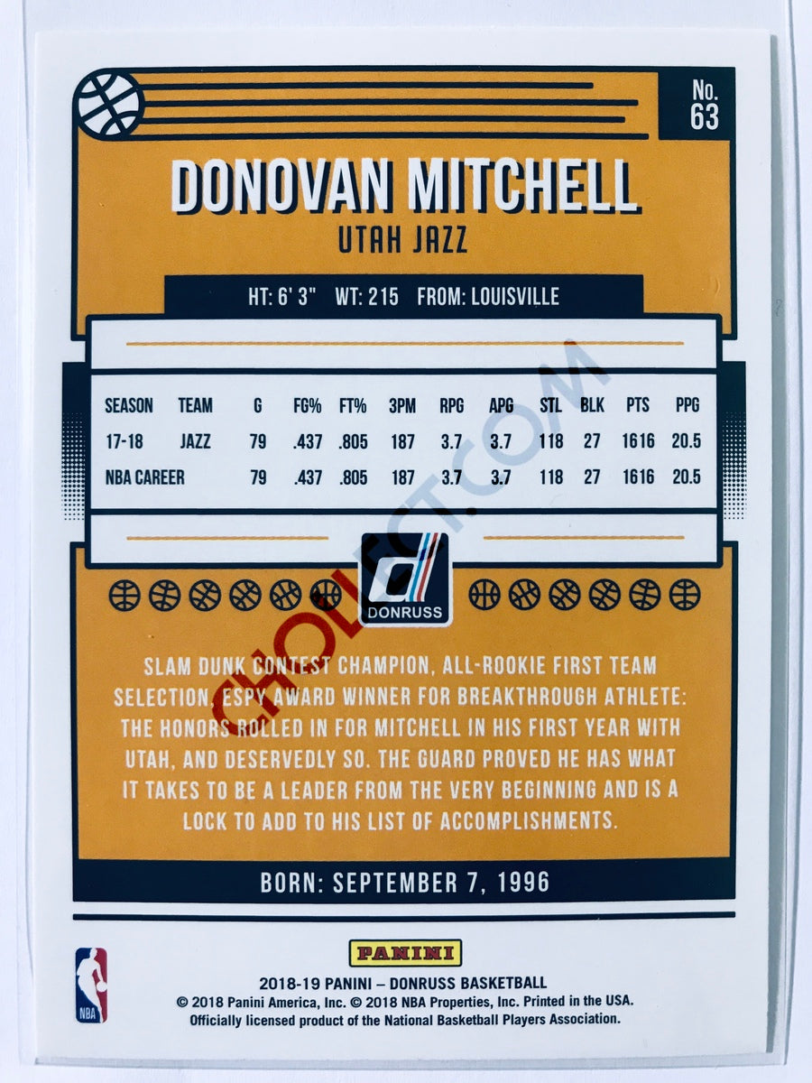 Donovan Mitchell - Utah Jazz 2018-19 Panini Donruss #63