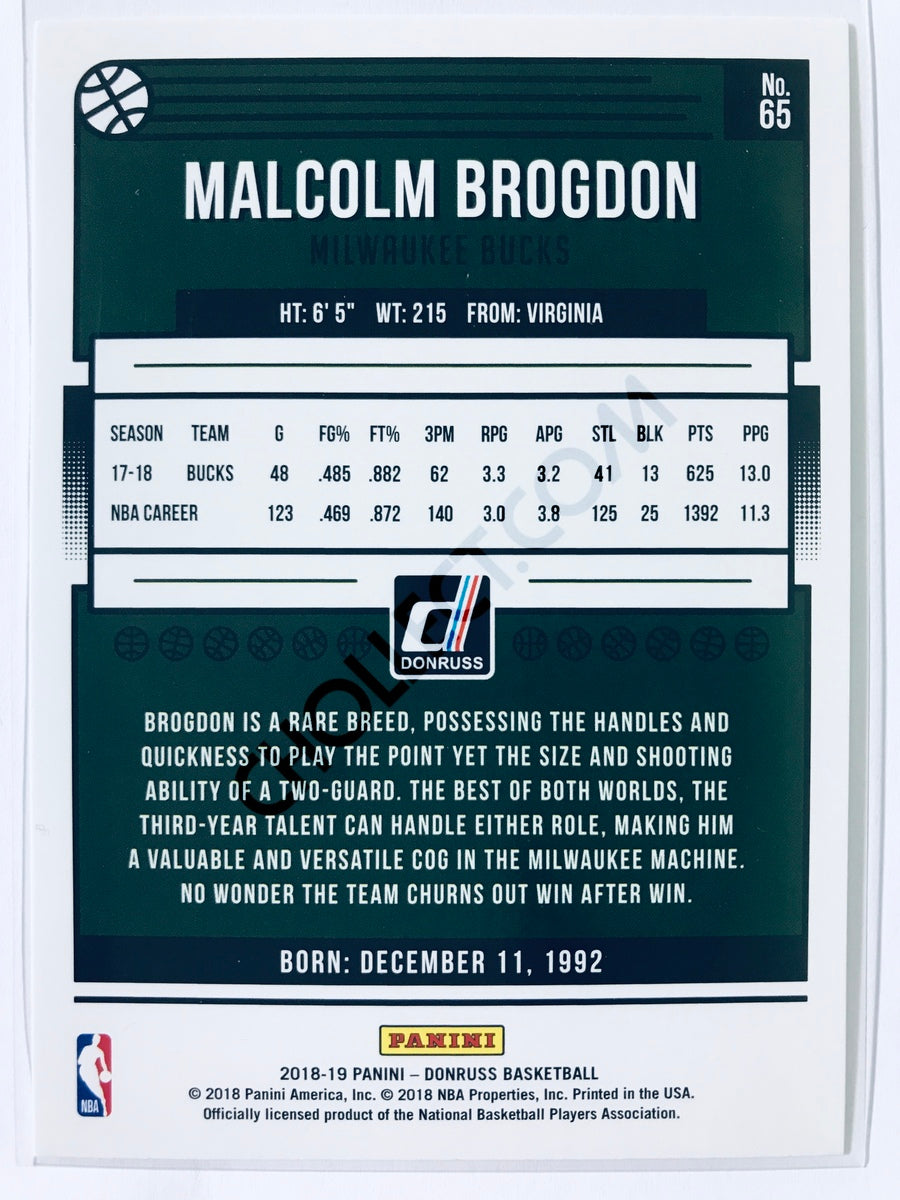 Malcolm Brogdon - Milwaukee Bucks 2018-19 Panini Donruss #65