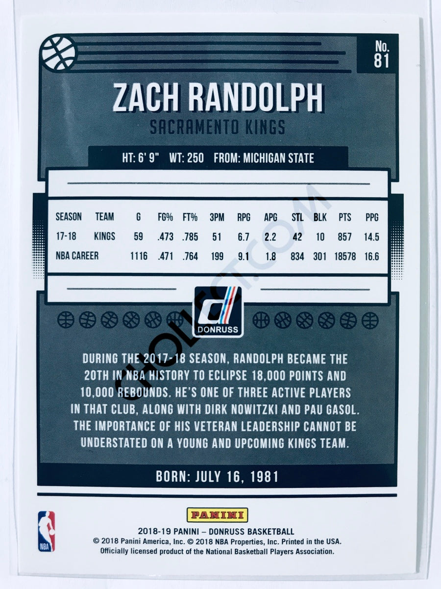 Zach Randolph - Sacramento Kings 2018-19 Panini Donruss #81