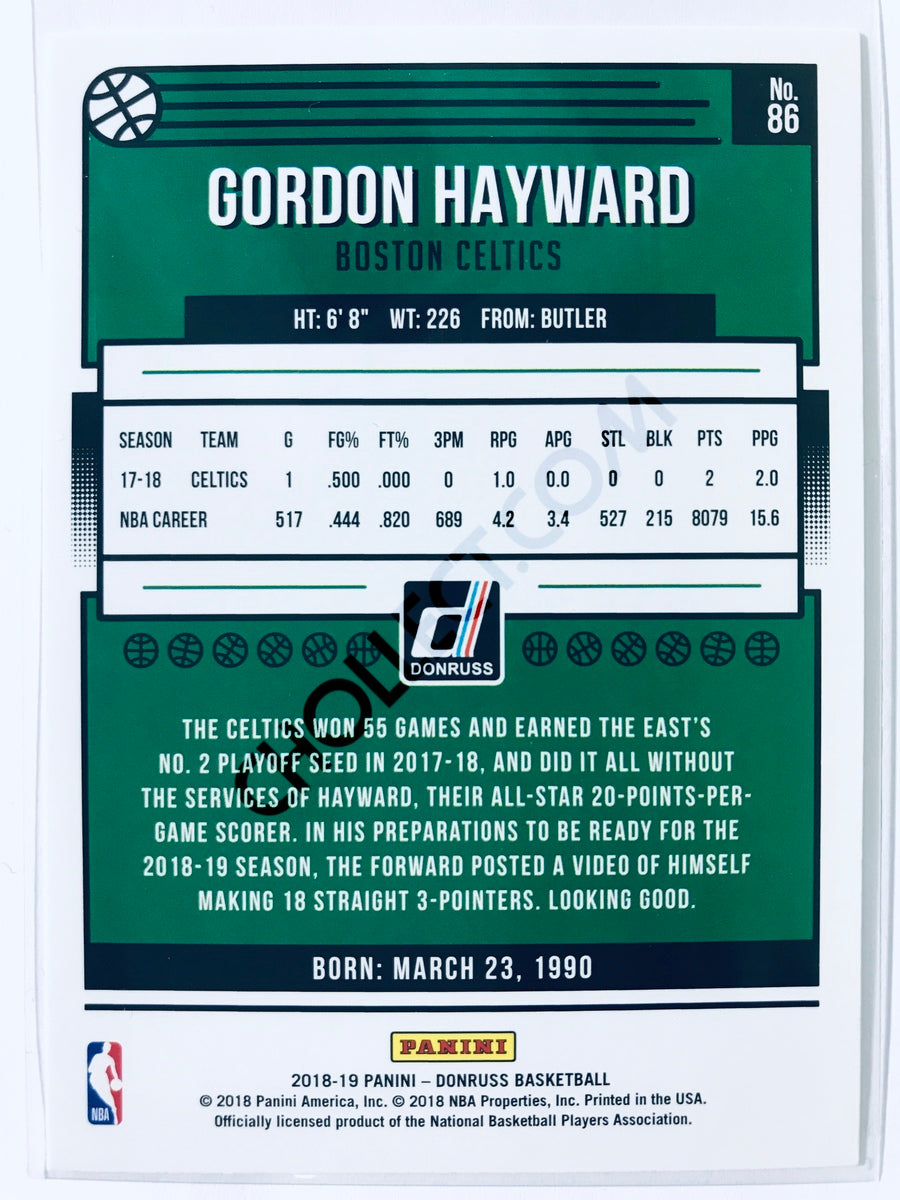 Gordon Hayward - Boston Celtics 2018-19 Panini Donruss #86