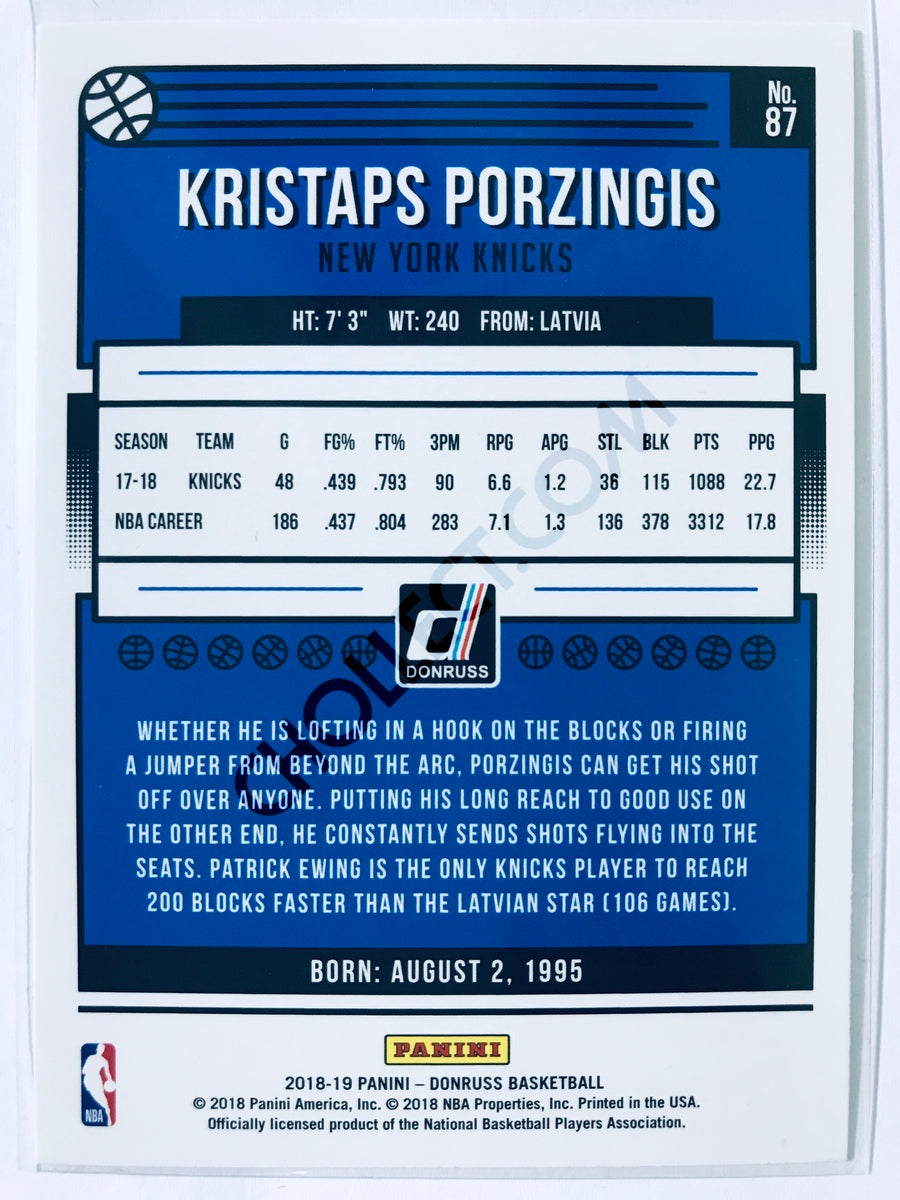 Kristaps Porzingis - New York Knicks 2018-19 Panini Donruss #87