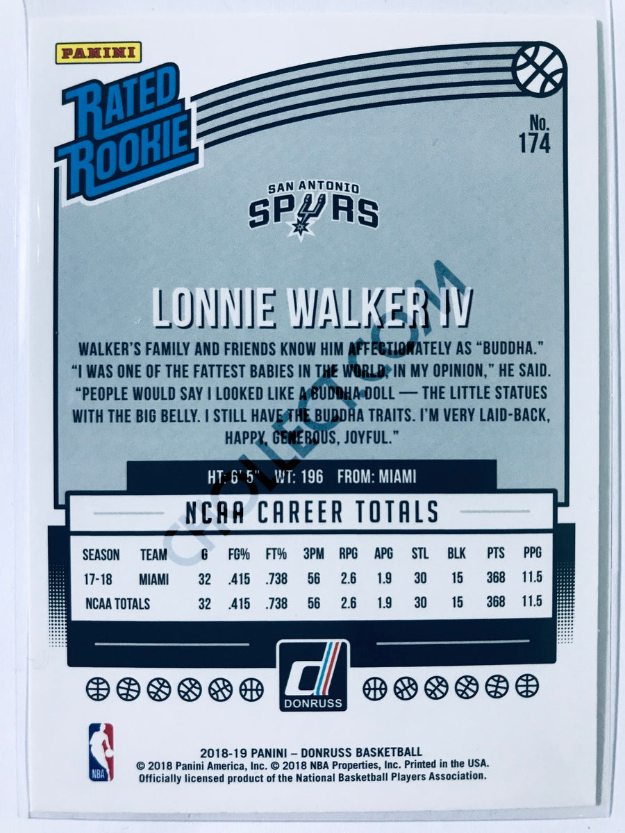 Lonnie Walker IV - San Antonio Spurs 2018-19 Panini Donruss Rated Rookie #174