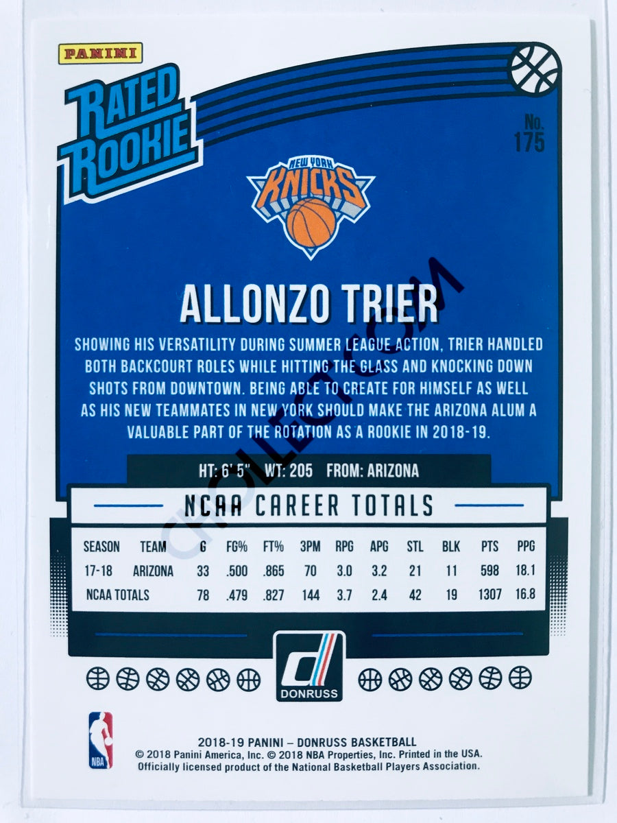 Allonzo Trier - New York Knicks 2018-19 Panini Donruss Rated Rookie #175