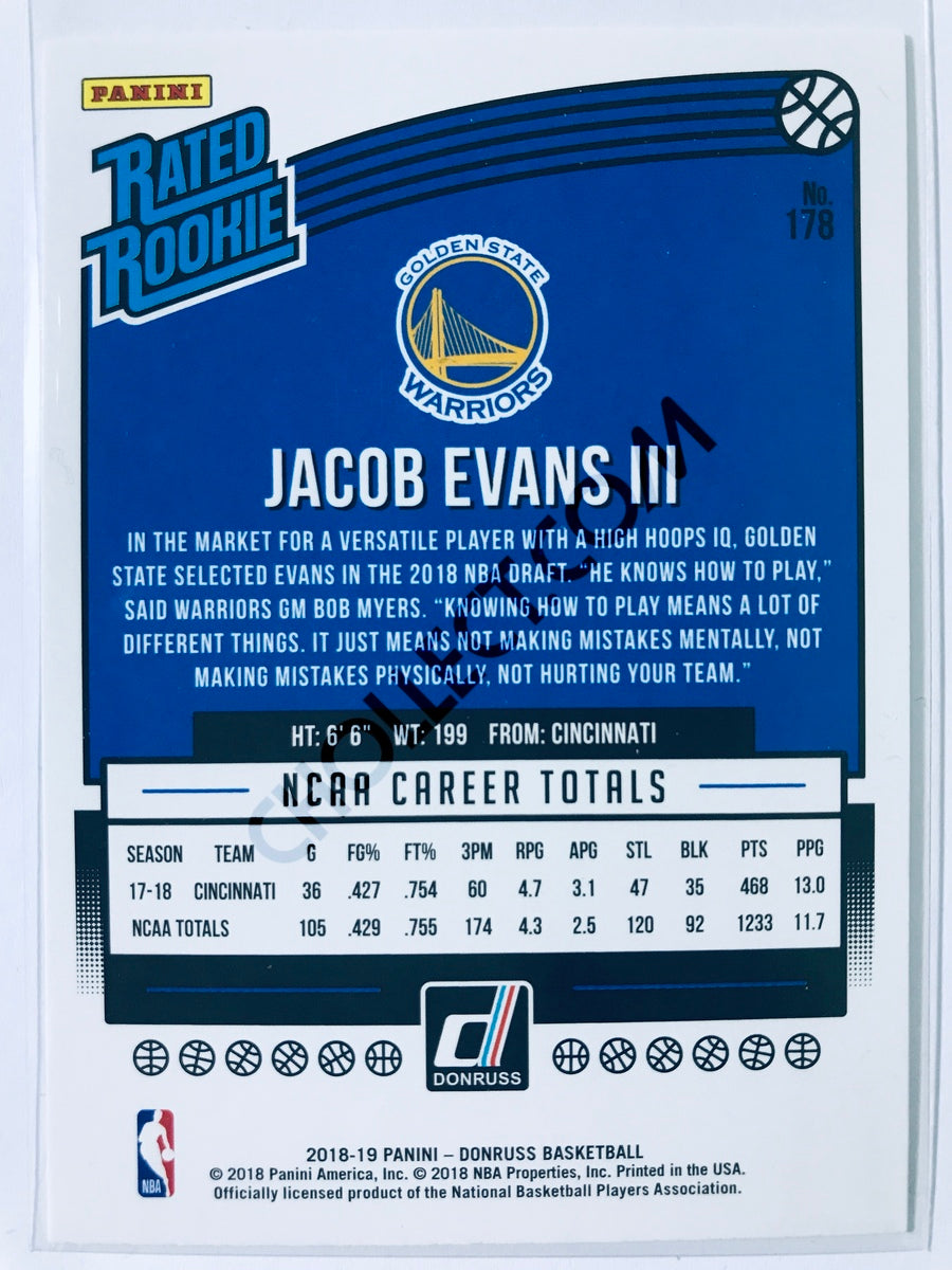 Jacob Evans III - Golden State Warriors 2018-19 Panini Donruss Rated Rookie #178