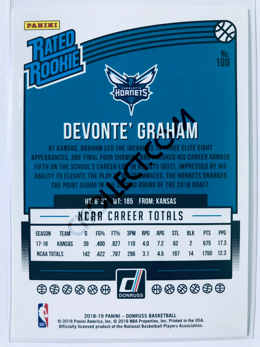 Devonte Graham - Charlotte Hornets 2018-19 Panini Donruss Rated Rookie #189