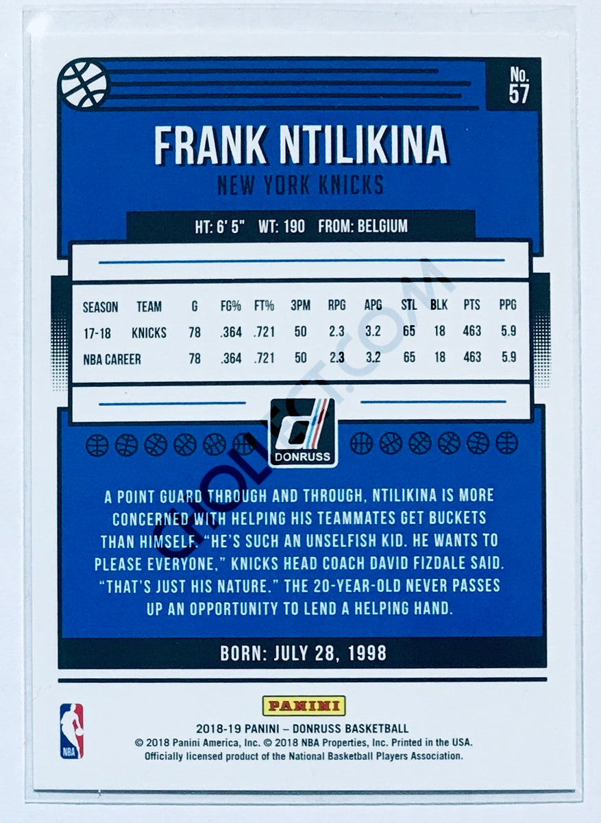 Frank Ntilikina - New York Knicks 2018-19 Panini Donruss #57 Green Laser Parallel /99