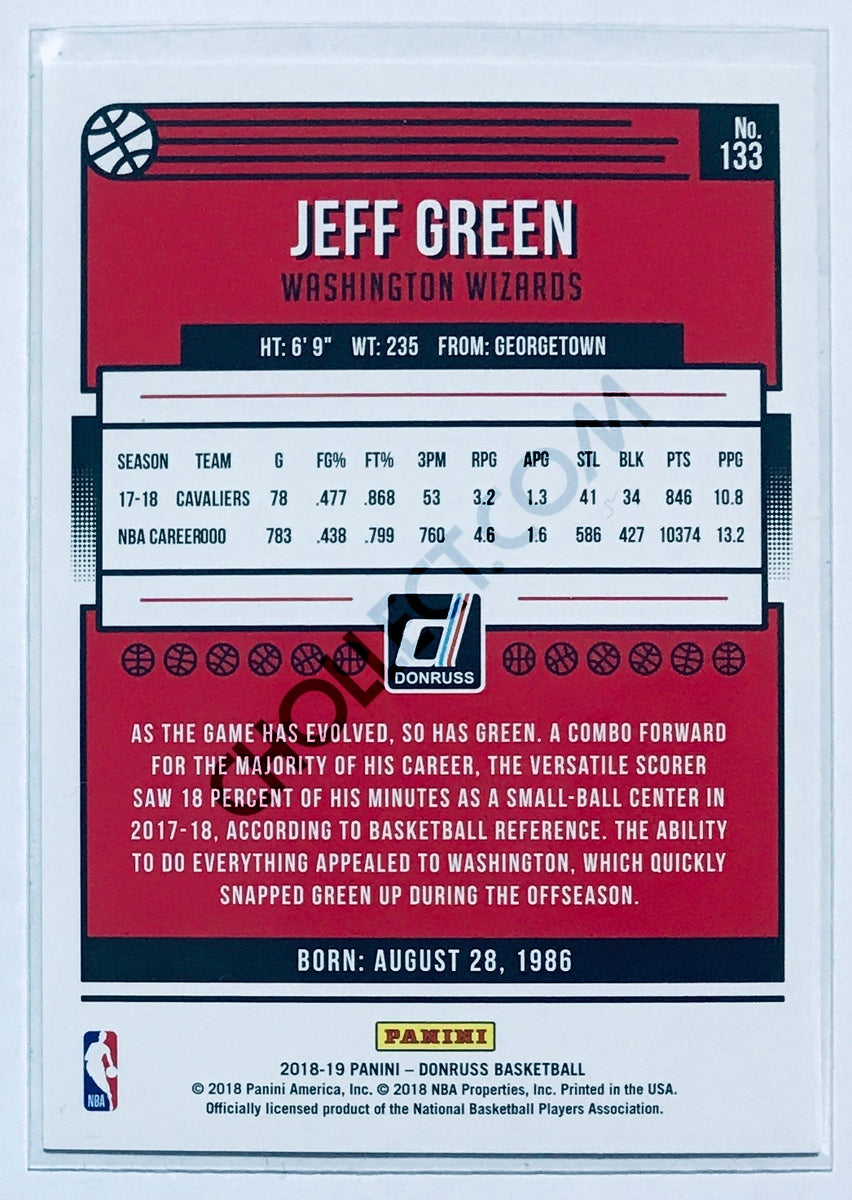 Jeff Green - Washington Wizards 2018-19 Panini Donruss #133 Green Laser Parallel /99