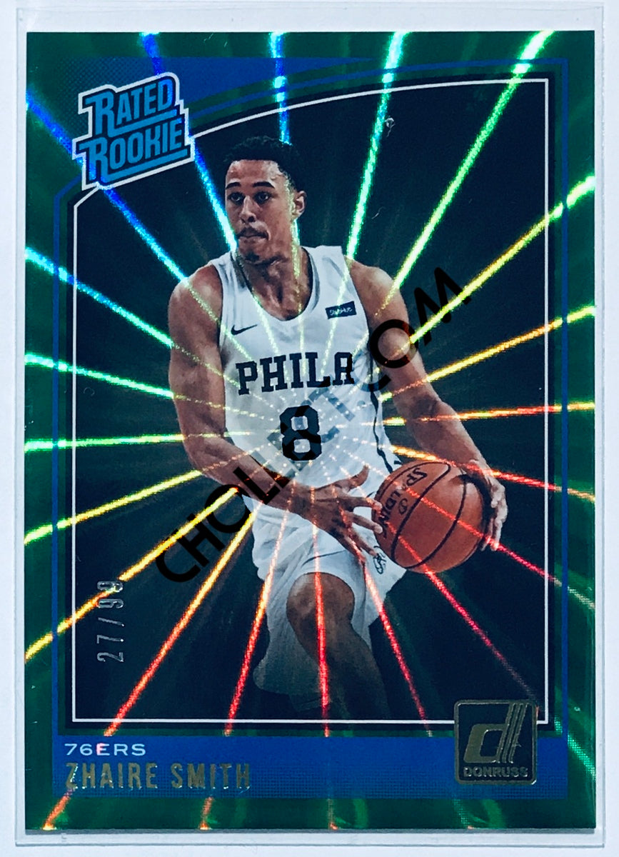 Zhaire Smith - Philadelphia 76ers 2018-19 Panini Donruss Rated Rookie #154 Green Laser Parallel /99