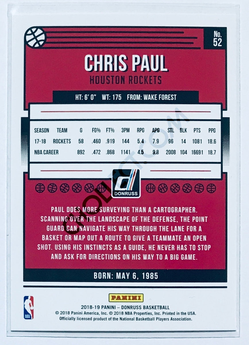 Chris Paul - Houston Rockets 2018-19 Panini Donruss #52 Yellow Laser Parallel /25
